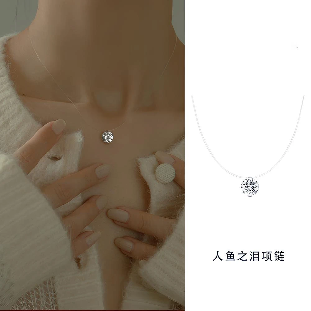 吊坠足银 明星允恩同款气质秋冬雅丹风人鱼之泪锁骨