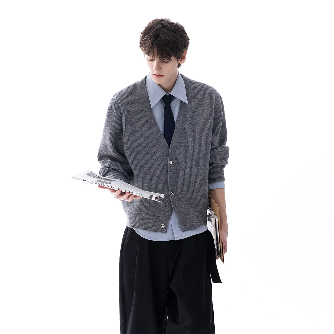 CHICERRO西西里男装秋季高级感假两件开衫毛衣百搭休闲宽松简约