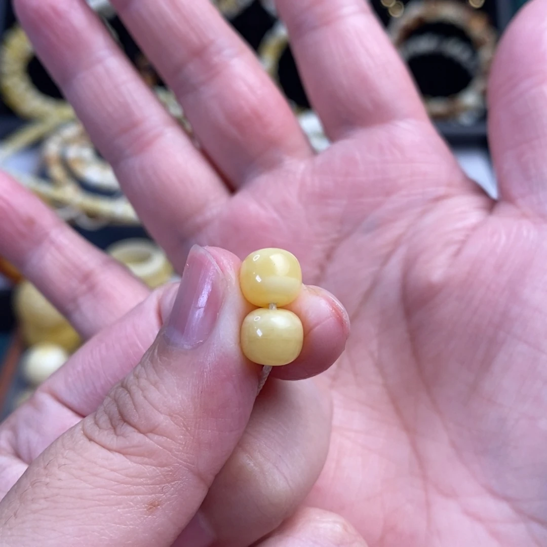 裸石蜜蜡未镶嵌阿尔卑斯奶白对珠8×7