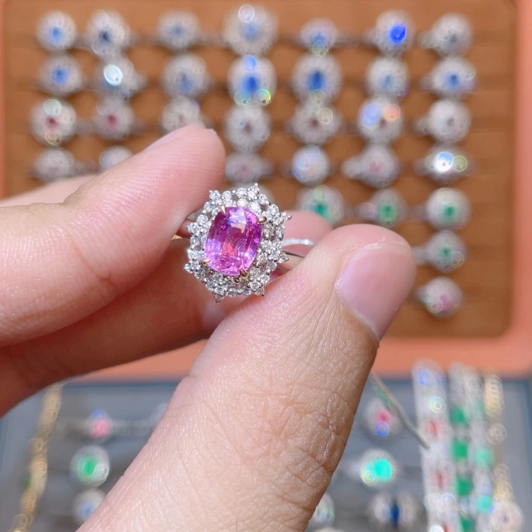 戒指蓝宝石18K金镶嵌