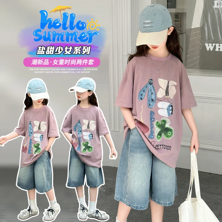T恤韩版夏季数码印花印花女童中大童