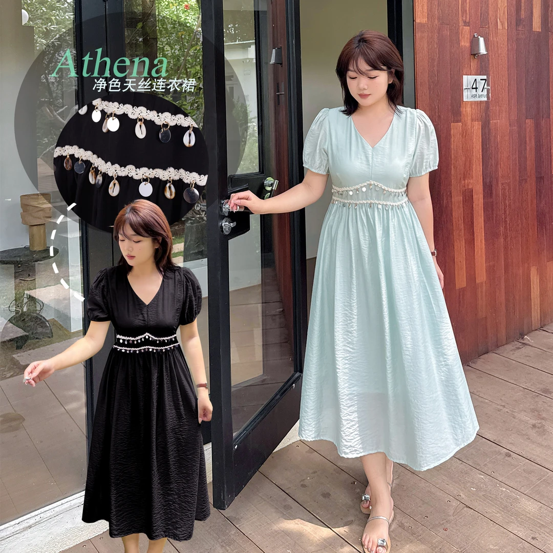 大码胖女生波西米亚风纯色连衣裙