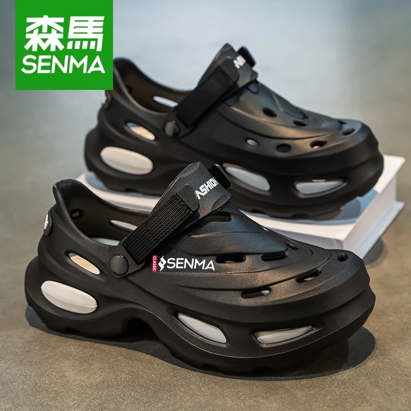 SENMA/森马厚底户外洞洞鞋2025新款男士时尚防滑运动eva凉拖