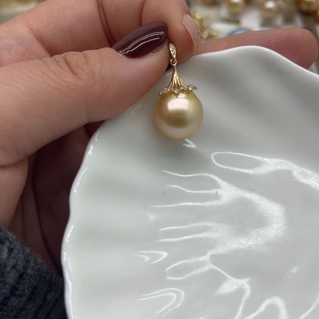 吊坠(不含链)18K金镶嵌海水珍珠