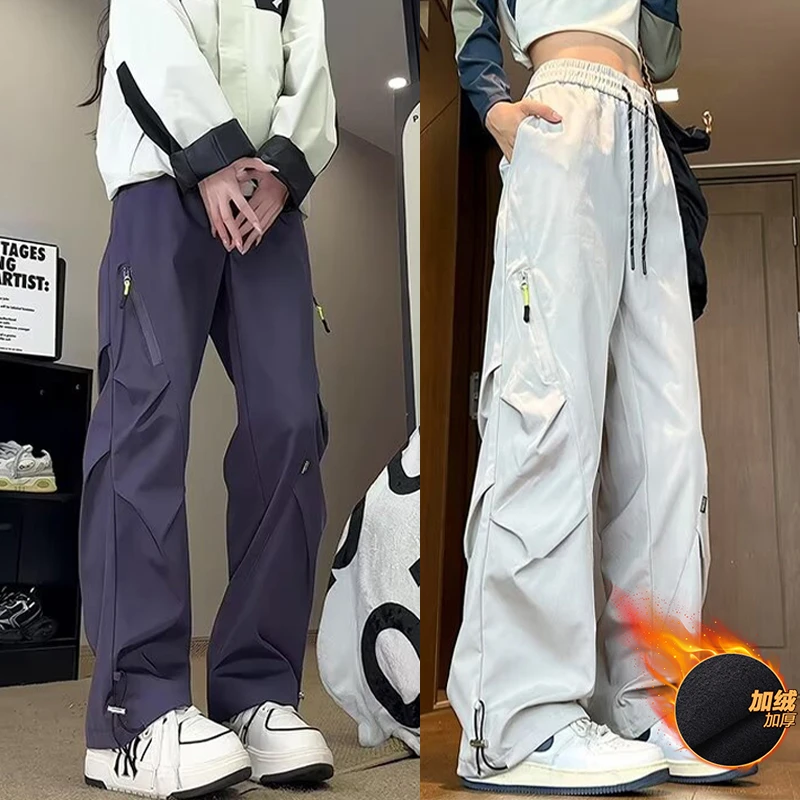 秋冬季加绒户外防水防风潮流三防男女宽松百搭显瘦休闲工装冲锋裤