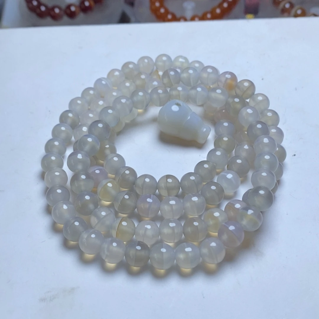 蓝***学玛瑙/玉髓未镶嵌手串