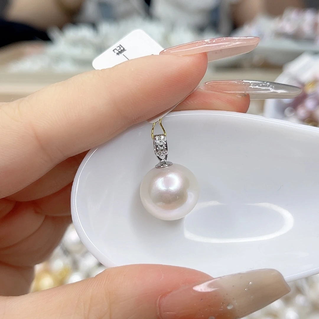 淡水珍珠银S925镶嵌吊坠(不含链)