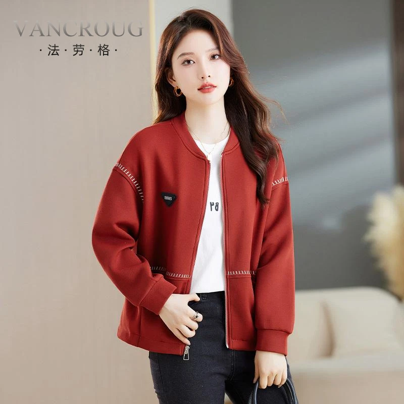 法劳格时尚休闲立领百搭宽松太空棉长袖短外套女小香风秋季新款小