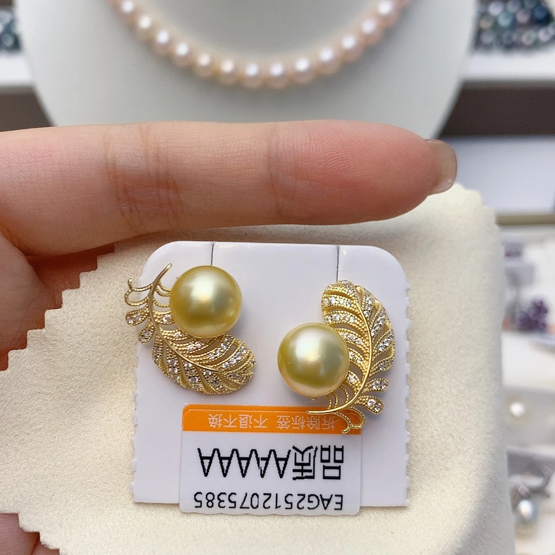 海水珍珠银S925镶嵌耳饰w26