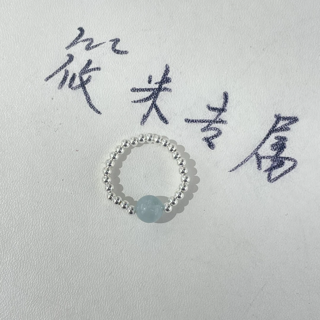 6mm海蓝宝925银戒指D686 md