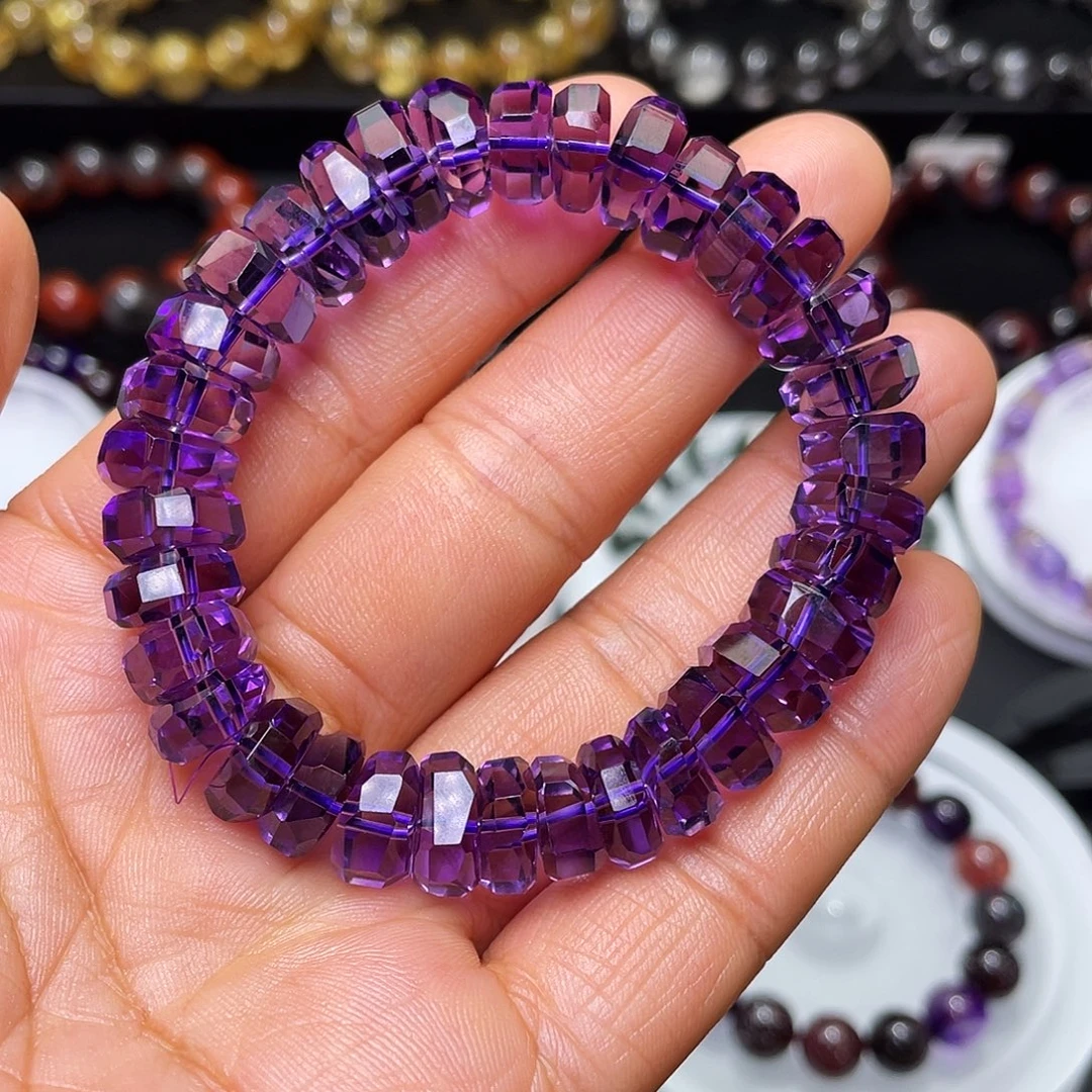 水晶未镶嵌手链巴西紫晶刻面盘珠