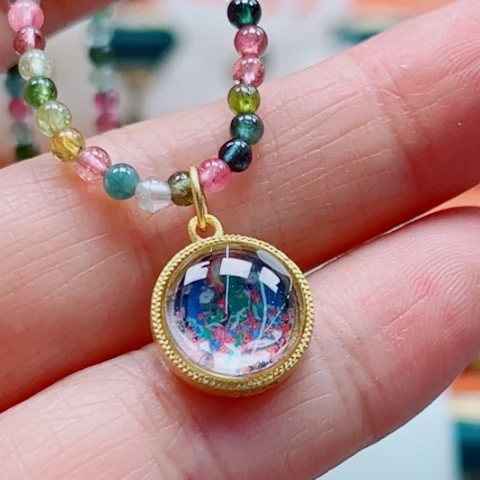 碧玺颈饰银S925镶嵌多样性发货一件