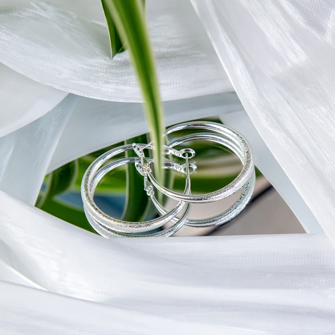 铜合金耳饰 A0037港风圆圈耳环磨砂耳圈女款轻奢高级感气质耳饰