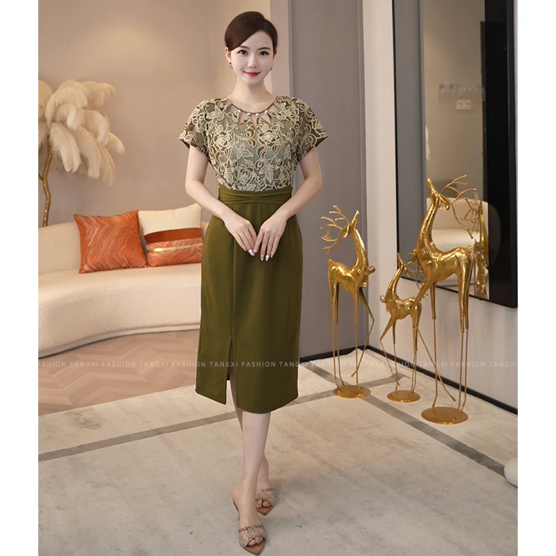 2025年夏季新款【H-553】轻奢时尚洋气名媛气质风显白绿色连衣裙子