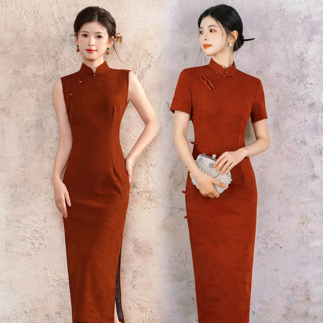 爆款【芊芊与诗】中国风红色气质传统款旗袍日常旗袍单层衣长120