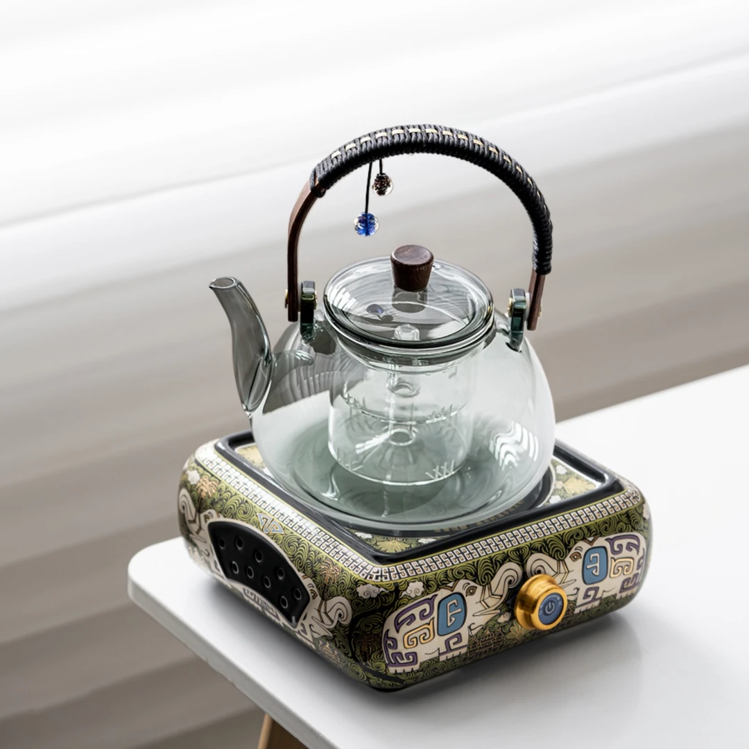 煌山煮茶电陶炉玻璃茶壶家用耐热烧水壶办公室蒸煮一体电陶炉套装