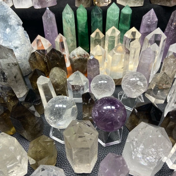 天然水晶球水晶柱水晶原石矿标家居摆件装饰品