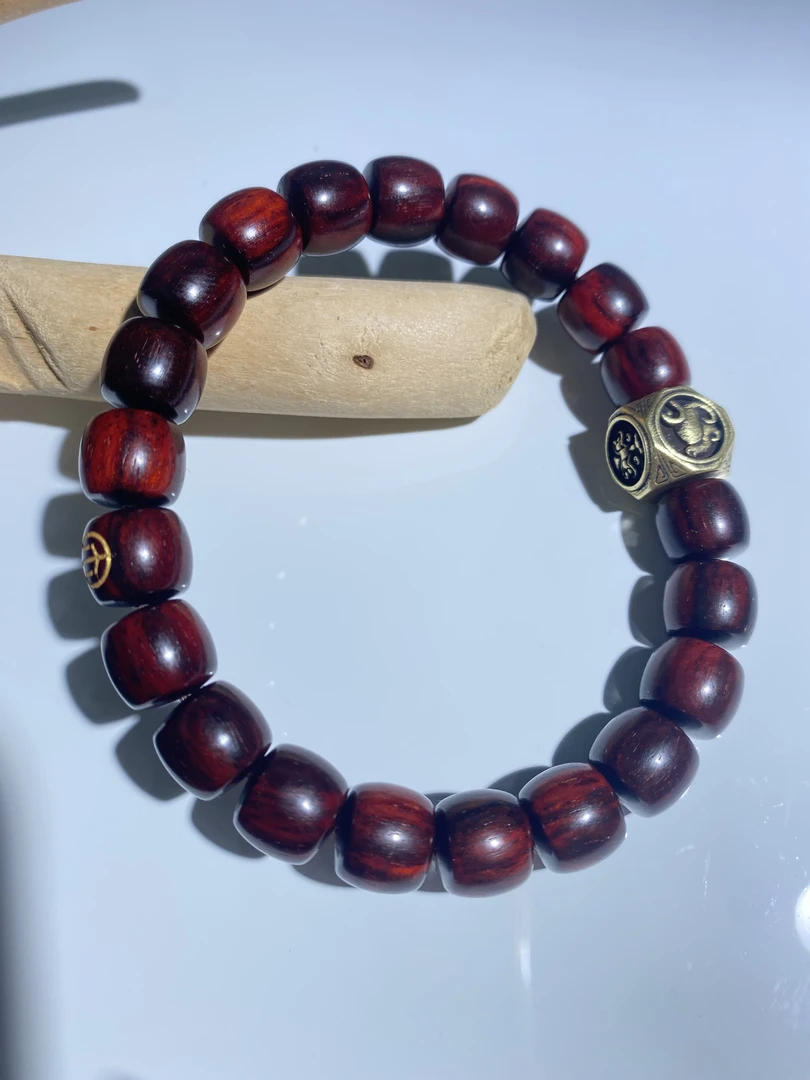 【九韵木语】印度小叶紫檀9*10 DIY搭配四大神兽手串XY10123