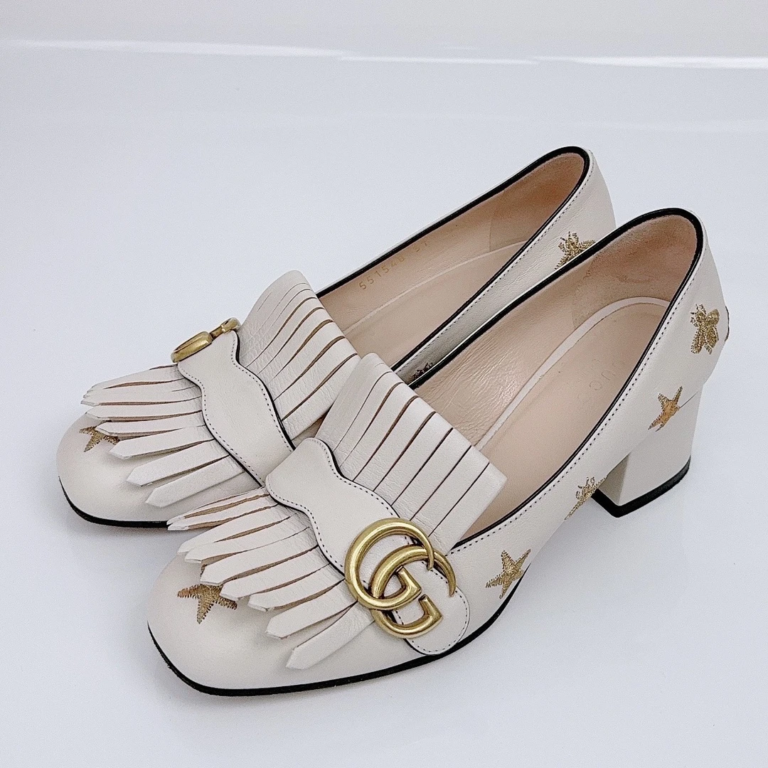 99新 GUCCI/古驰 37码/粗跟乐福/98新/jm07147