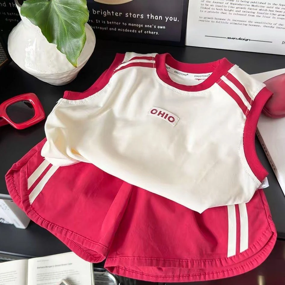 男童女童夏季套装2025新款背心短裤宝宝休闲运动装韩版童装两件套