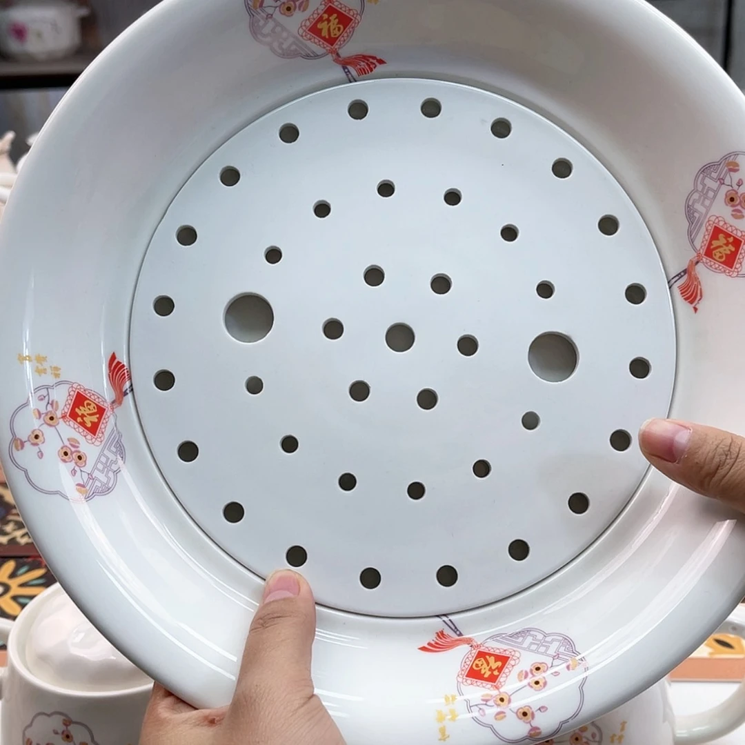 【闪购商品】瓷10英寸饺子盘福 带滤水盘