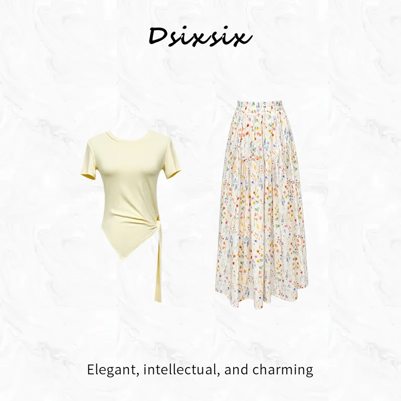 YeahMe-【繁花向南】夏季新款休闲风气质百搭显瘦碎花半身裙衬衫夏