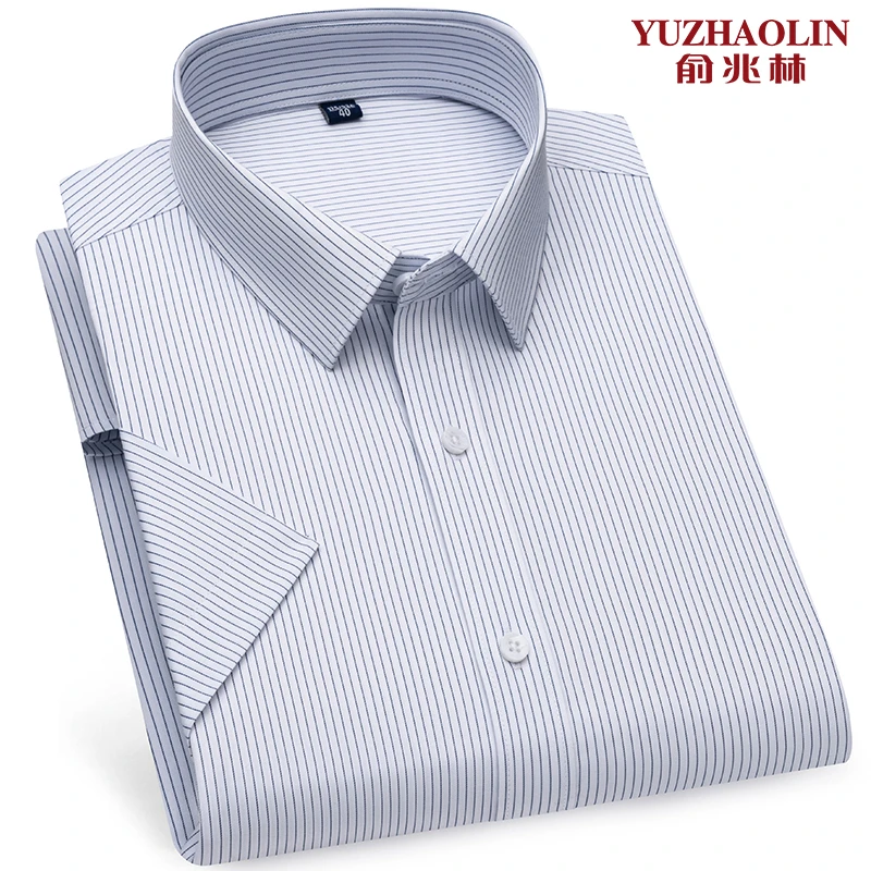 【垂感顺滑】俞兆林男士时尚简约条纹短袖衬衫免烫抗皱透气休闲衬衣