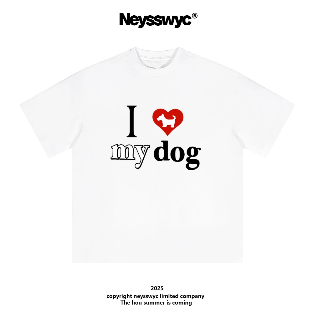 NEYSSWYC 【我i修狗】短袖T恤白色纯棉休闲百搭圆领潮流宽松户外夏