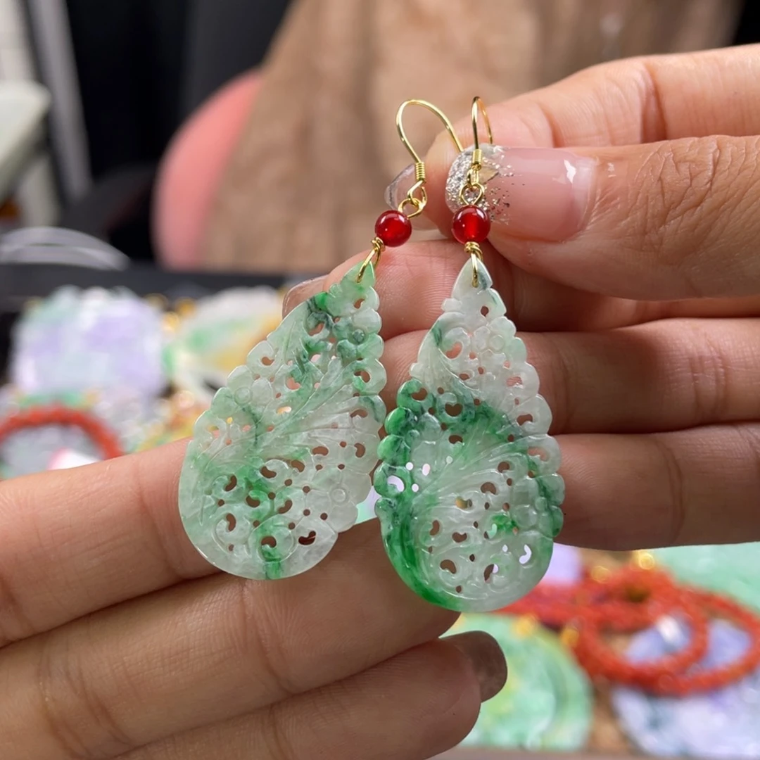 翡翠未镶嵌耳饰代编织