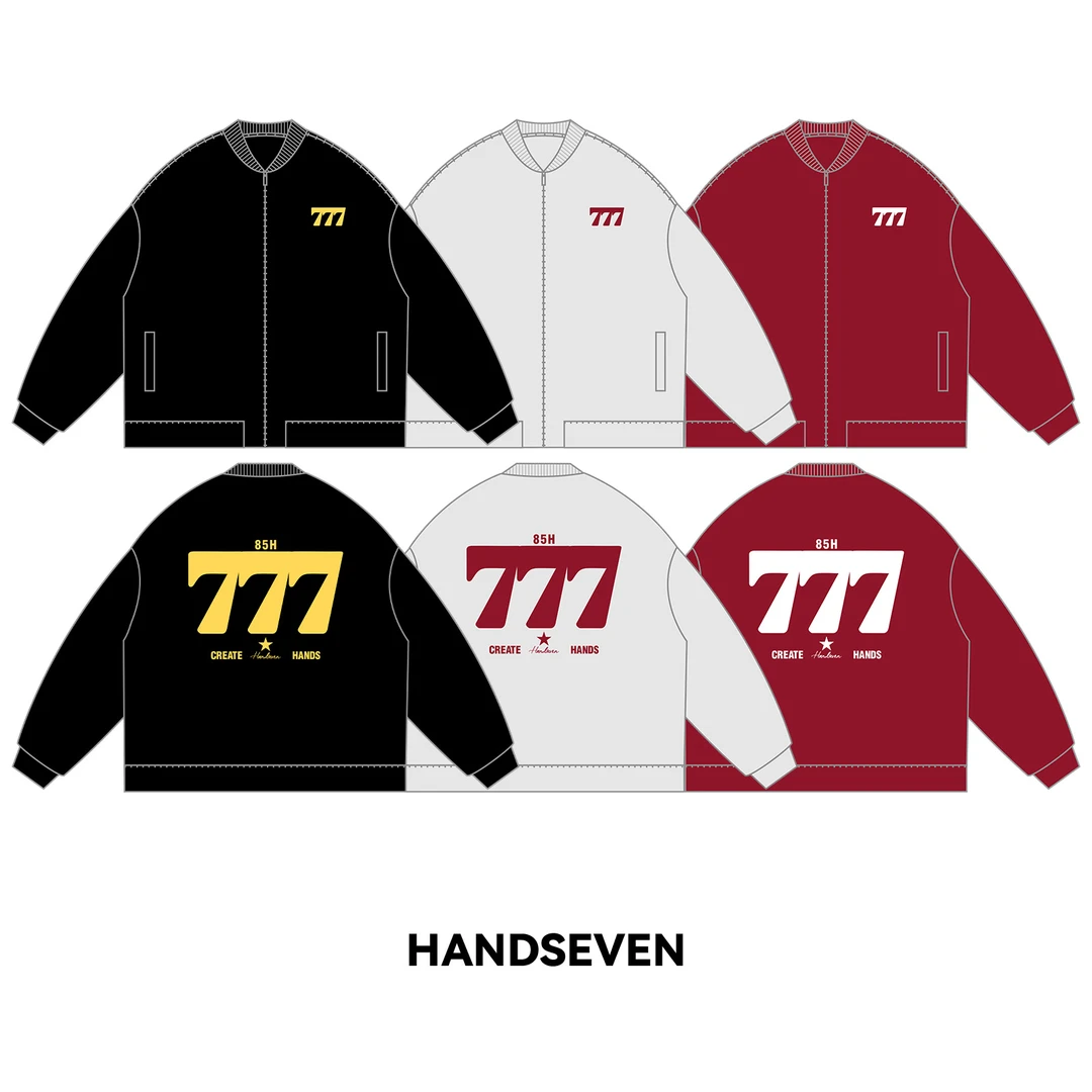 HandSeven美式秋冬撞色刺绣重磅夹克棉服男女同款潮流保暖外套