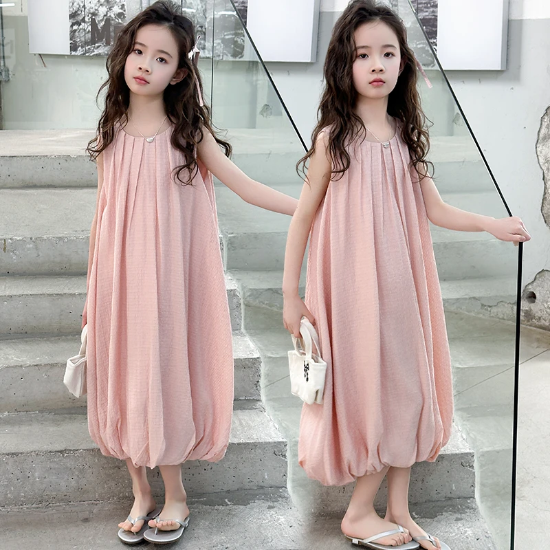 女童夏季薄款连衣裙2025新款冰感洋气无袖背心裙女大童时尚公主裙