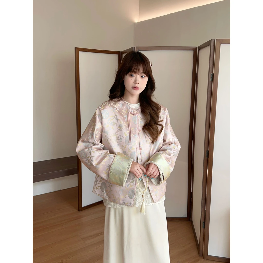 armoirelin 新中式提花盘扣立领外套