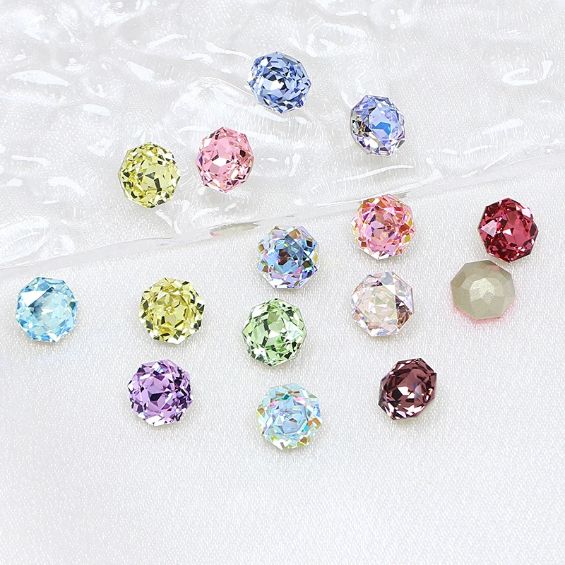 QXHT东洲水晶8MM玫瑰切尖底钻K9玻璃钻爆闪美甲钻指甲饰品DIY钻