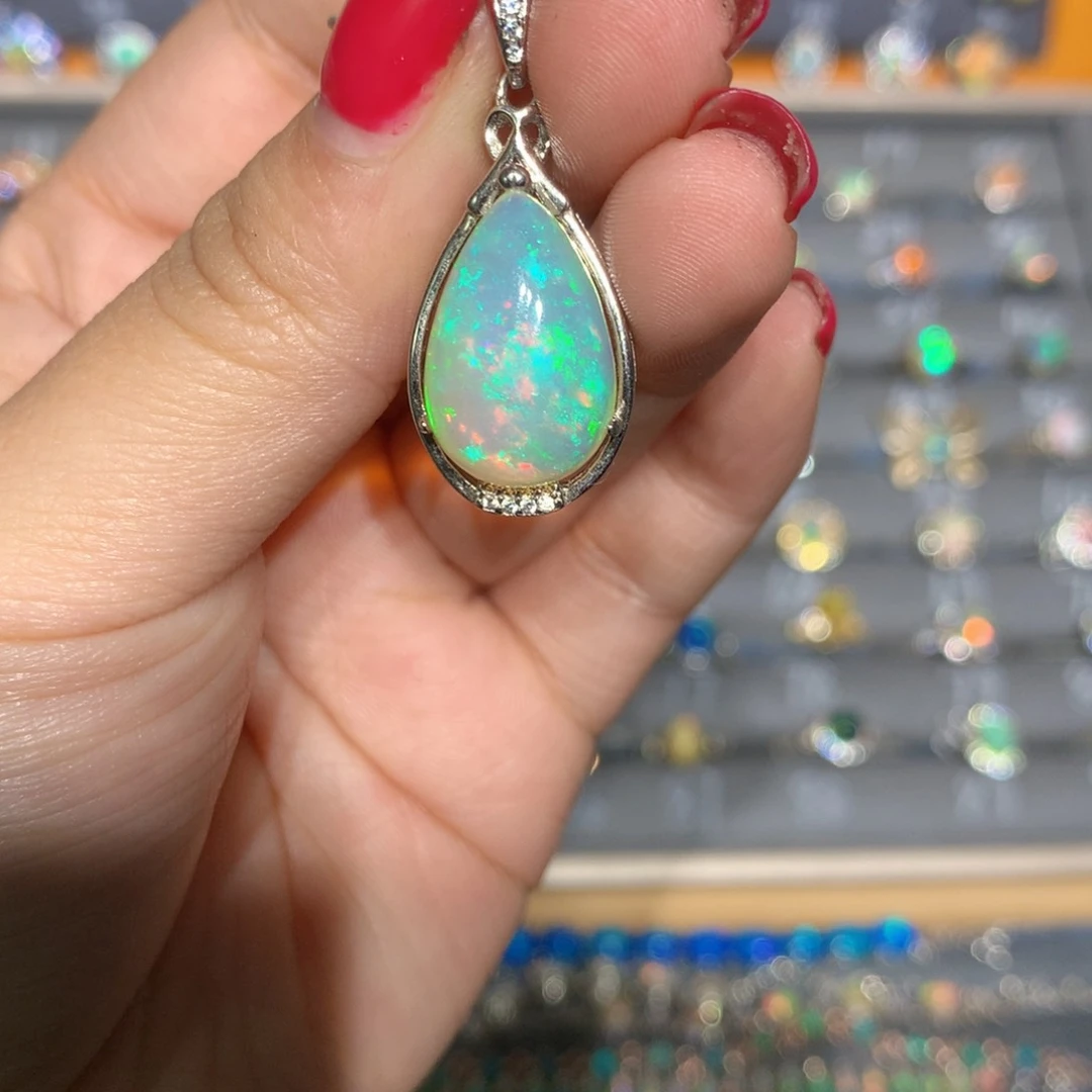 银S925镶嵌欧泊欧泊吊坠l