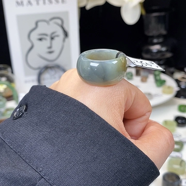 和田玉（糖玉）未镶嵌戒指Z42青花糖墩墩18.15带24h