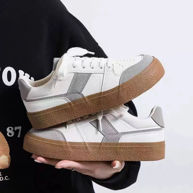 2408米灰春季百搭时尚韩系ins风小众德训板鞋复古简约休闲女鞋