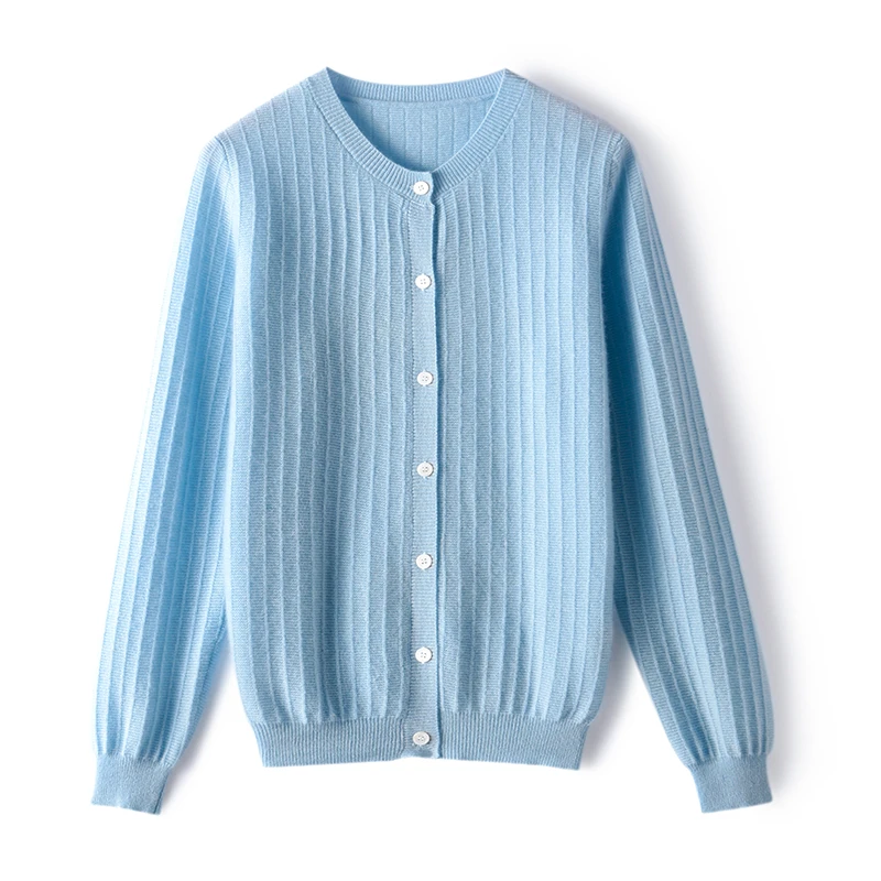 【25春款抢先购】100%纯山羊绒衫正反针竖条纹开衫