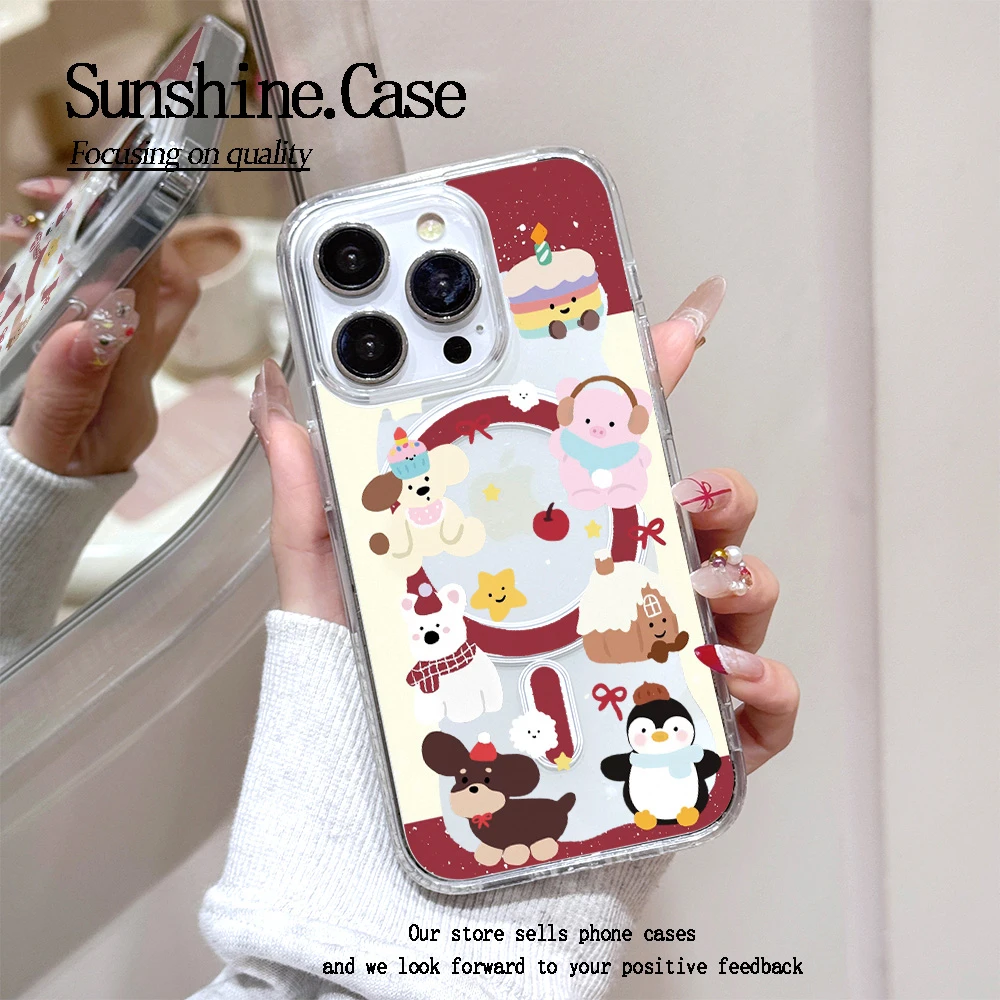 【亚克力磁吸】企鹅小狗高透手机壳适用苹果16promax/15/14防摔