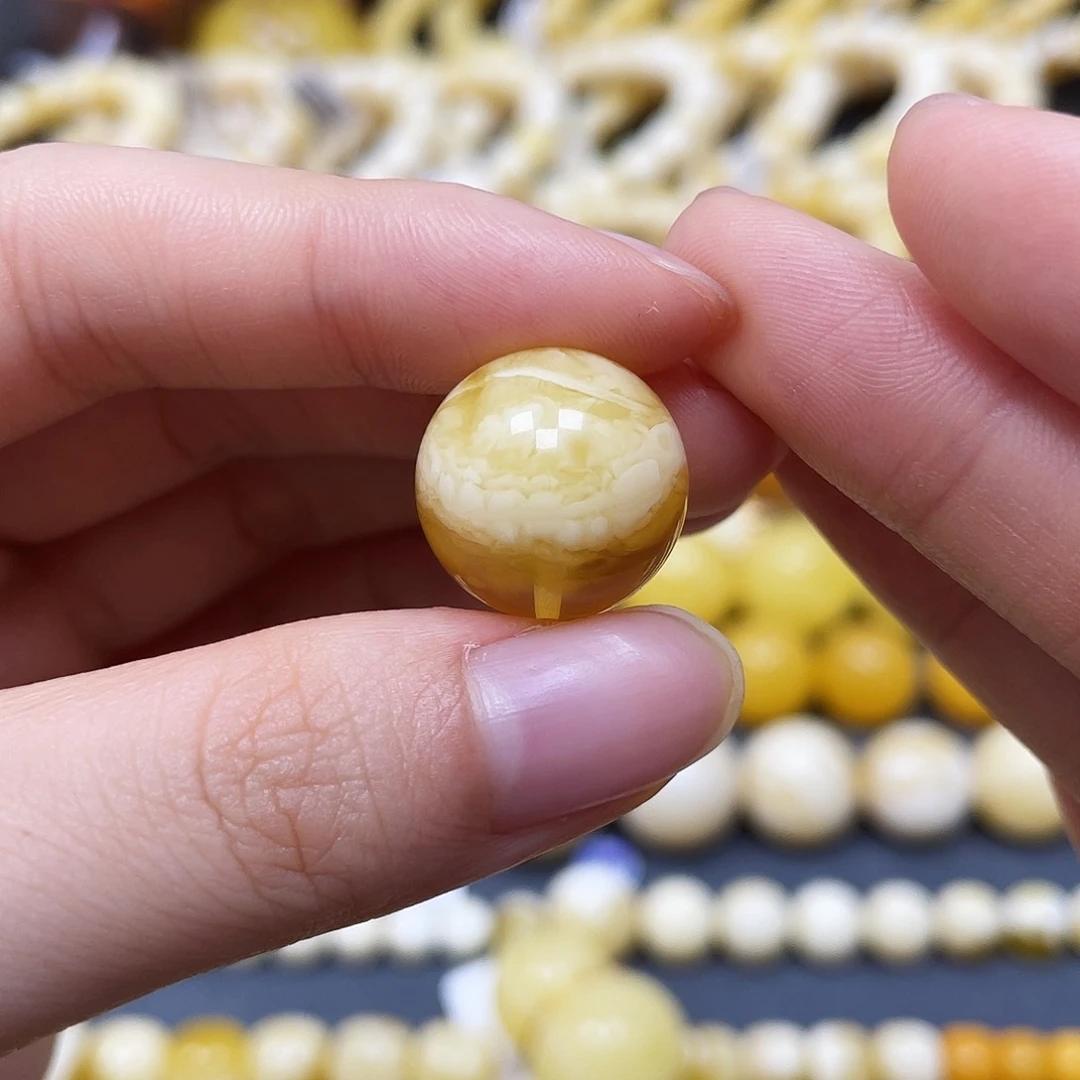 未镶嵌蜜蜡裸石圆珠16.4mm瑕