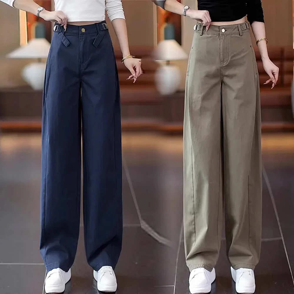 工装弯刀裤女秋季2025新款今年流行爆款高腰宽松复古休闲阔腿裤子