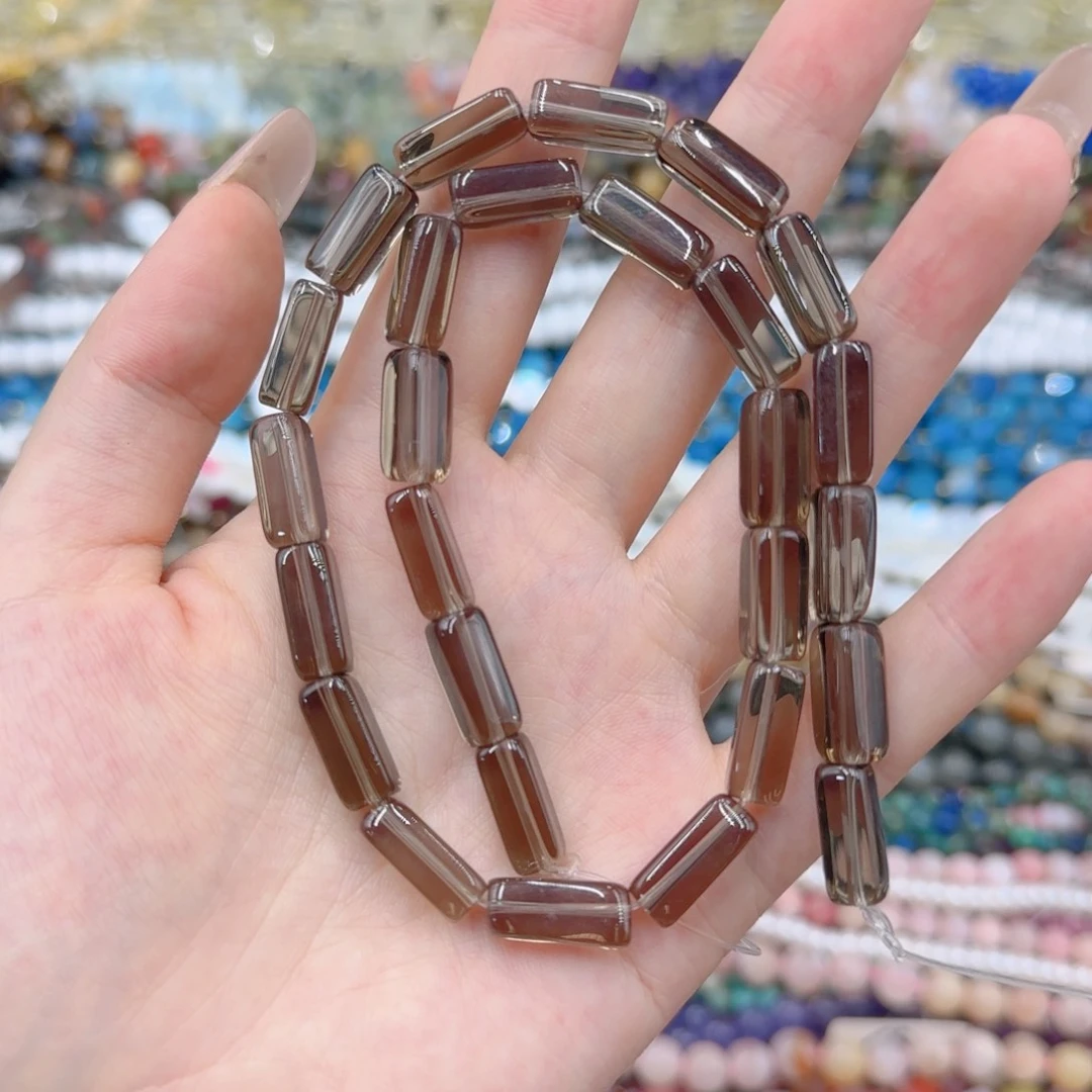 玛瑙/玉髓未镶嵌珠宝半成品净体茶晶方管一条