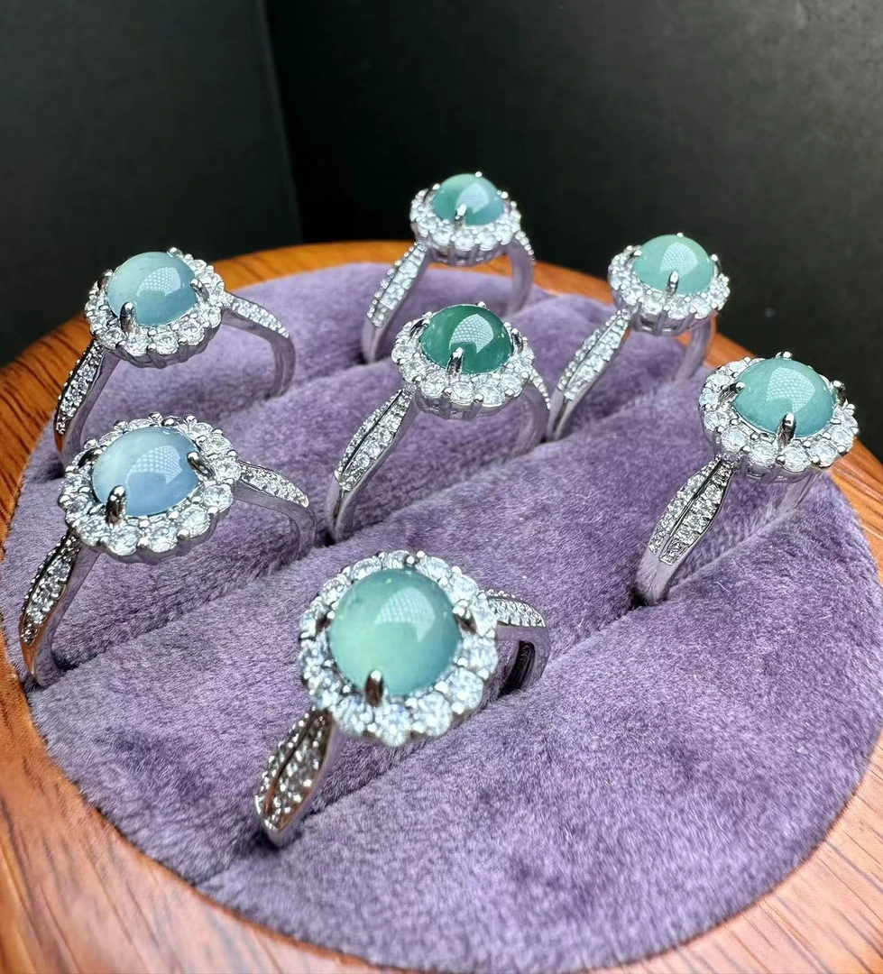 AT5355【福嘟嘟珠宝】A货翡翠圆珠戒指-送礼佳品-多样性只发一件