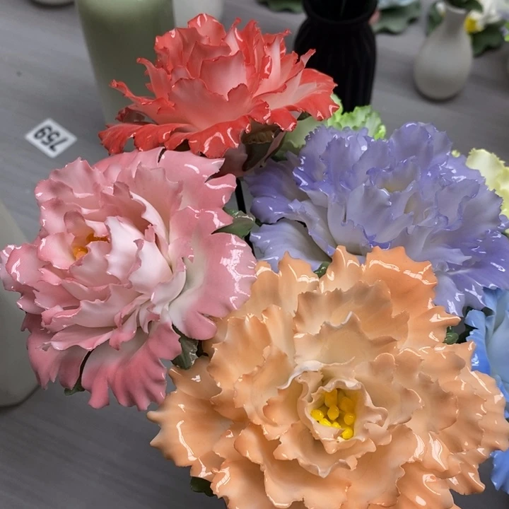 陶瓷陶瓷材料4朵牡丹