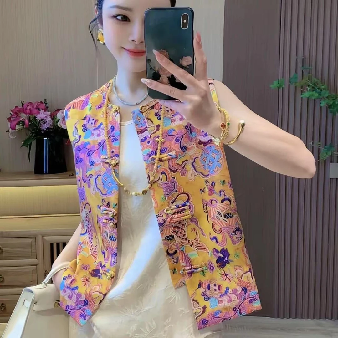 国潮高级新中式盘扣设计感马甲女士无袖马甲