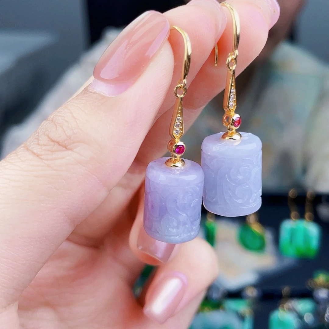 翡翠银S925镶嵌耳饰饰品