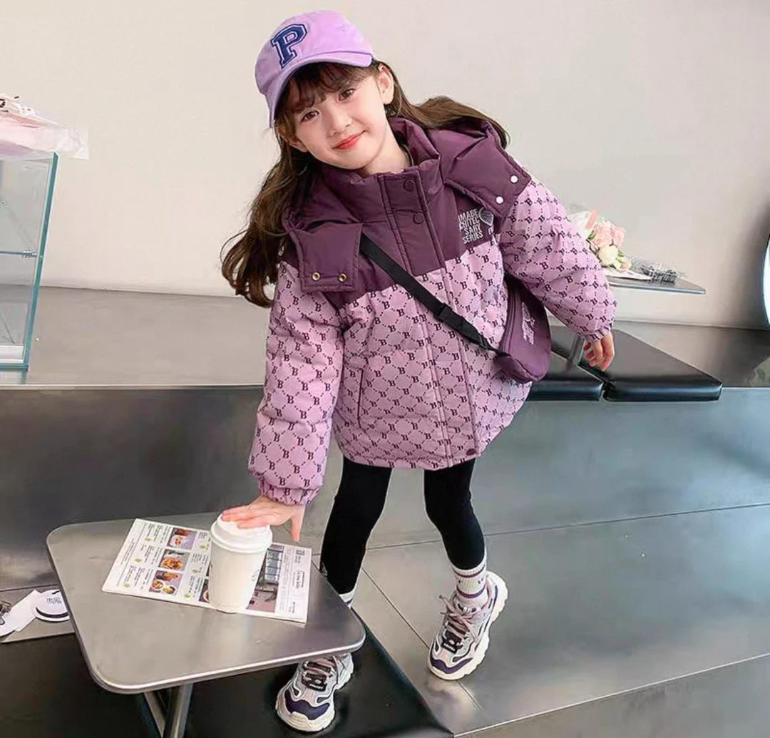 4010（不带包）儿童时尚满印字母拼色bobo鹅棉服