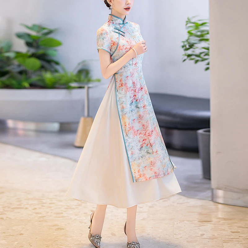 高端新中式绝美旗袍民国风2025新款老上海日常可穿长款连衣裙夏季