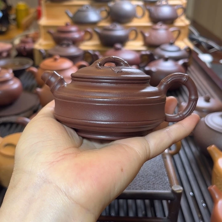 茶壶紫砂双线竹鼓150 cc