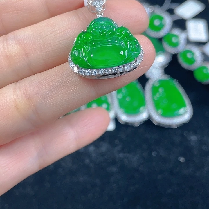 翡翠银S925镶嵌吊坠(不含链)