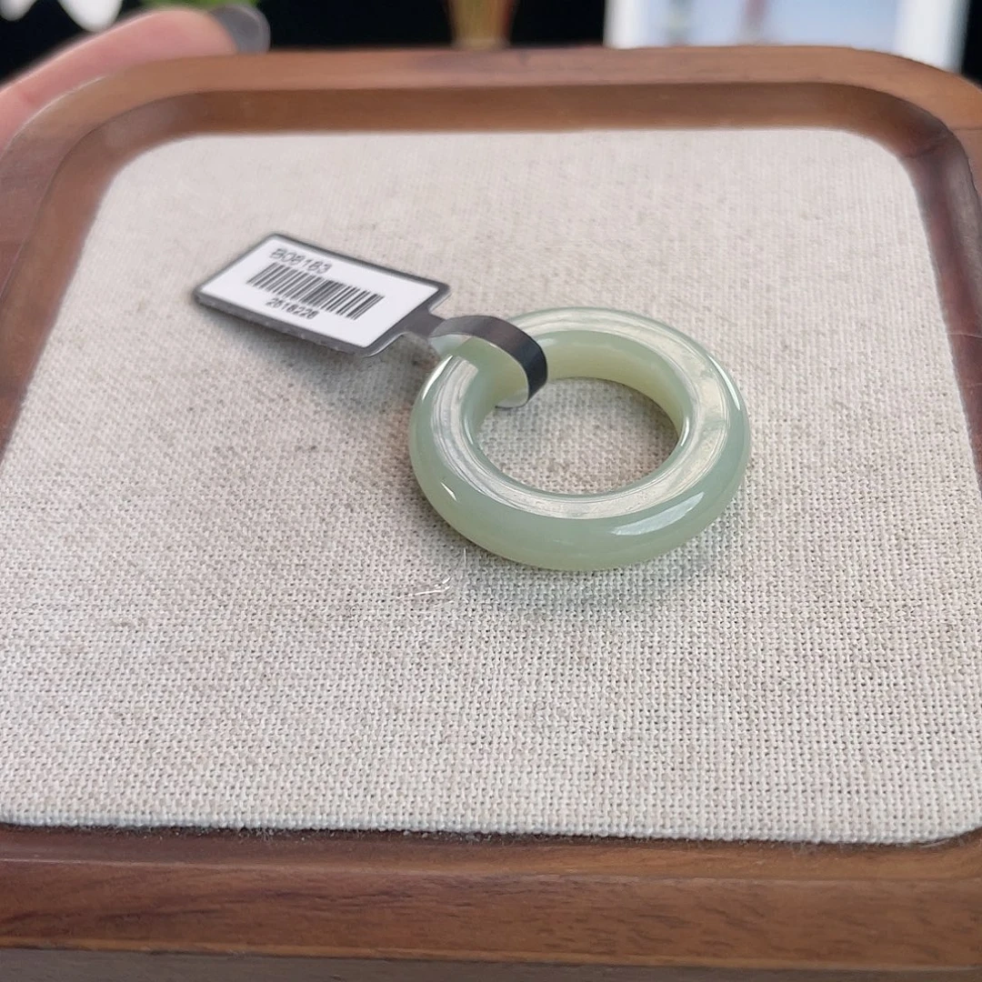 和田玉未镶嵌戒指U105奶蓝甜甜圈18.3不退换